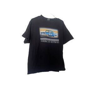 Gildan Mens Black American Hotrod Crew Neck Short Sleeve T-Shirt Size XL